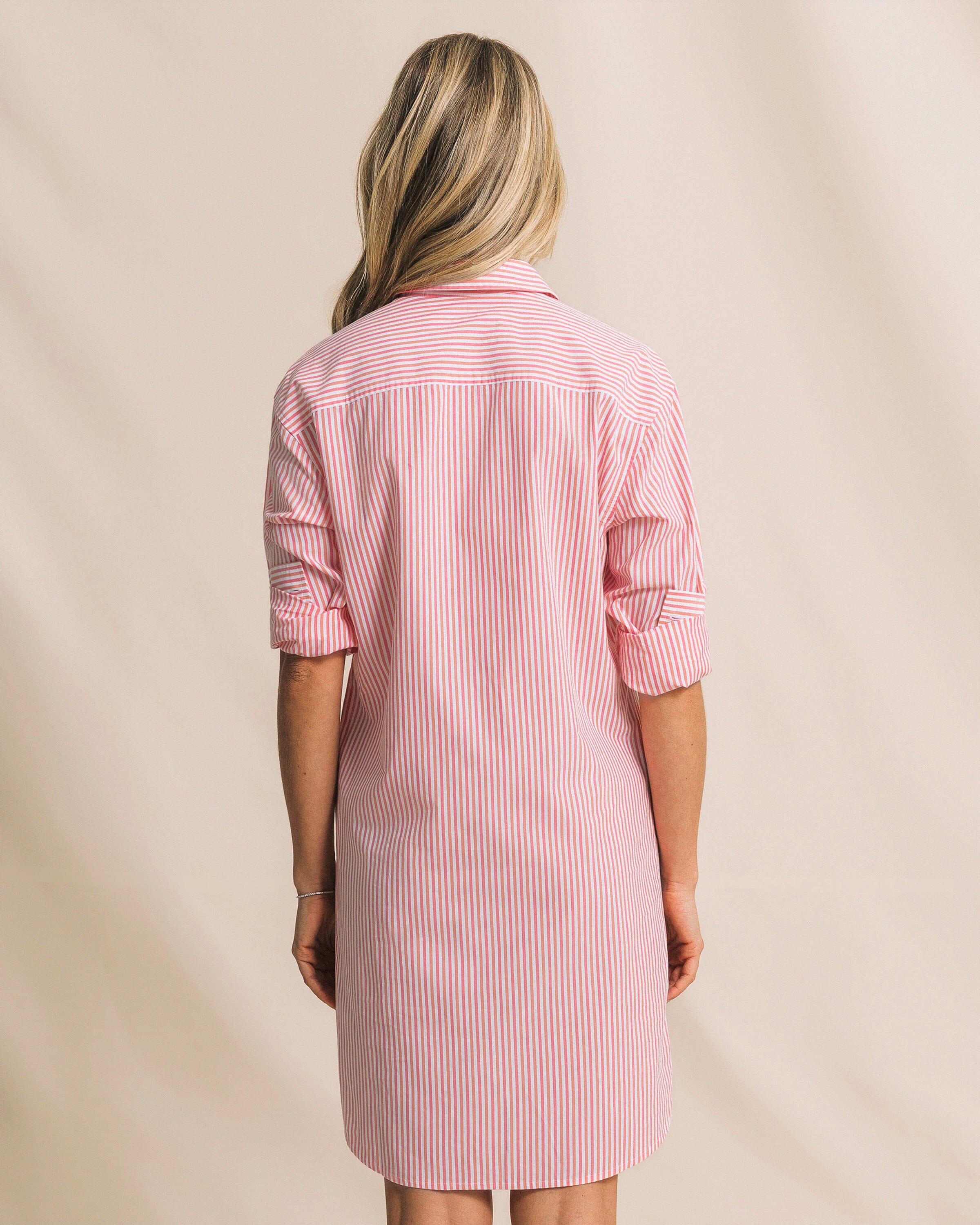 Cam Stripe Poplin Dress - Peaches N' Cream