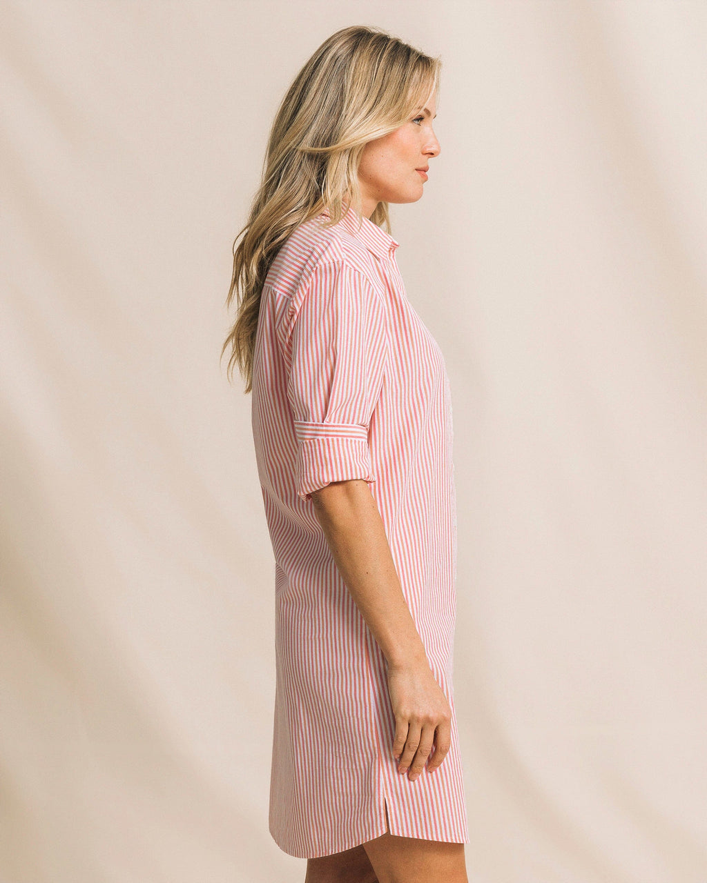 Cam Stripe Poplin Dress - Peaches N' Cream